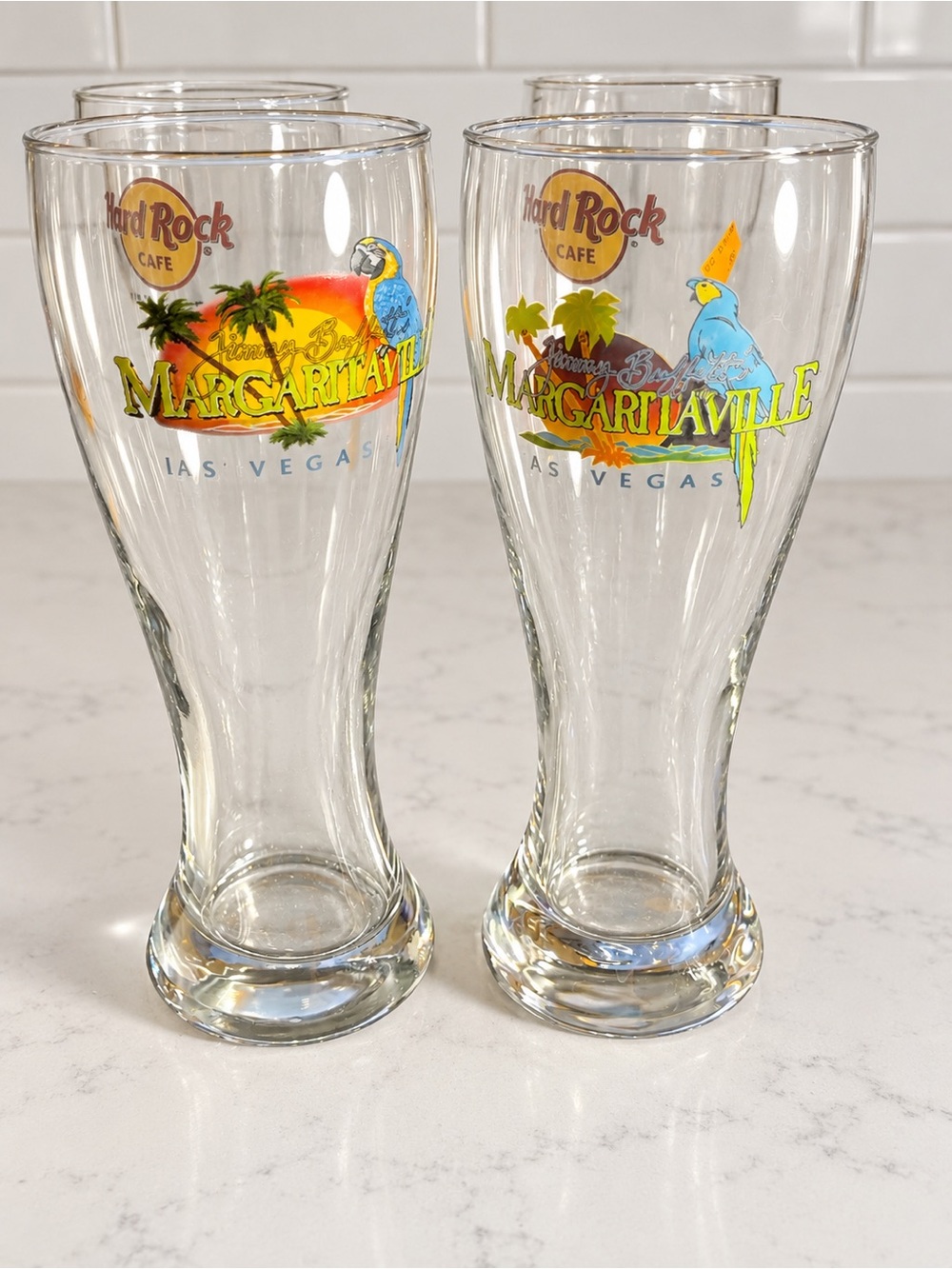 Jimmy Buffett Margaritaville Pilsner Glasses Glendale & Las Vegas Set of 2